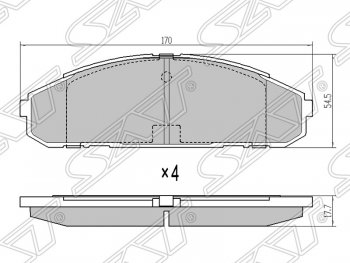 1 139 р. Колодки тормозные SAT (передние) Nissan Patrol 4 Y60 (1987-1997)  с доставкой в г. Тамбов. Увеличить фотографию 1