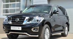 17 299 р. Защита переднего бампера (Ø63 мм волна, нержавейка) SLITKOFF Nissan Patrol 6 Y62 дорестайлинг (2010-2014)  с доставкой в г. Тамбов. Увеличить фотографию 3