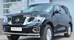 25 399 р. Защита переднего бампера (Ø63 мм с углами, нержавейка) SLITKOFF Nissan Patrol 6 Y62 дорестайлинг (2010-2014)  с доставкой в г. Тамбов. Увеличить фотографию 4