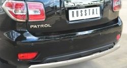 15 649 р. Защита заднего бампера (Ø75x42 мм, нержавейка) Russtal Nissan Patrol 6 Y62 рестайлинг (2014-2017)  с доставкой в г. Тамбов. Увеличить фотографию 2