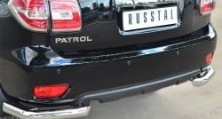 14 699 р. Защита заднего бампера (Ø76 мм уголки, нержавейка) Russtal Nissan Patrol 6 Y62 рестайлинг (2014-2017)  с доставкой в г. Тамбов. Увеличить фотографию 2