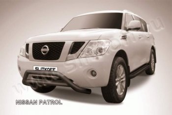 Кенгурятник d76 низкий широкий с перемычкой Nissan (Нисан) Patrol (Патрол)  6 (2010-2014) 6 Y62 дорестайлинг