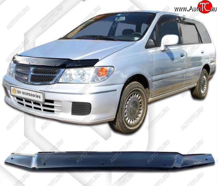 1 989 р. Дефлектор капота CA-Plastic  Nissan Presage  U30 (1998-2001) дорестайлинг (Classic черный, Без надписи)  с доставкой в г. Тамбов