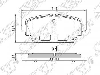 1 289 р. Колодки тормозные SAT (передние, 1.6/1.8) Nissan Primera 3 седан P12 (2001-2008)  с доставкой в г. Тамбов. Увеличить фотографию 1