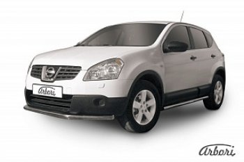 7 919 р. Защита переднего бампера Arbori (нержавейка, 1 труба d57 mm).  Nissan Qashqai  1 (2007-2010) дорестайлинг  с доставкой в г. Тамбов. Увеличить фотографию 1