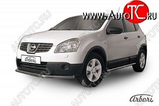 7 919 р. Защита переднего бампера Arbori (нержавейка, 1 труба d57 mm).  Nissan Qashqai  1 (2007-2010) дорестайлинг  с доставкой в г. Тамбов