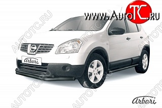 7 703 р. Защита переднего бампера Arbori (черная, 2 трубы d57 и 42 mm)  Nissan Qashqai  1 (2007-2010) дорестайлинг  с доставкой в г. Тамбов