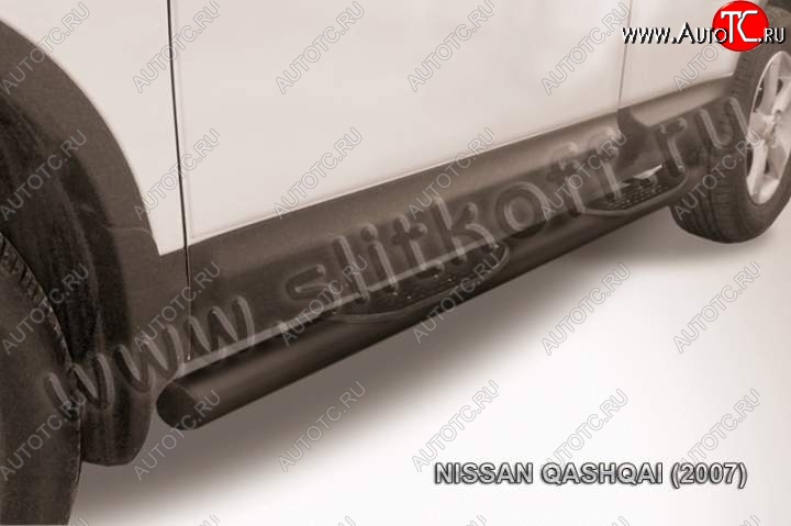 10 749 р. Защита порогов Slitkoff Nissan Qashqai 1 дорестайлинг (2007-2010) (Цвет: серебристый)  с доставкой в г. Тамбов