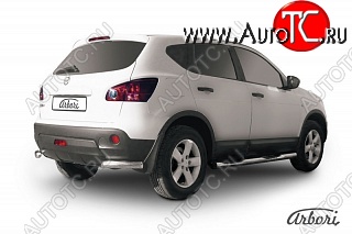 6 659 р. Защита заднего бампера Arbori (уголки, нержавейка, 1 труба d57 mm). Nissan Qashqai 1 дорестайлинг (2007-2010)  с доставкой в г. Тамбов