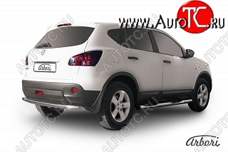 9 809 р. Защита заднего бампера Arbori (нержавейка, 1 труба d57 mm). Nissan Qashqai 1 дорестайлинг (2007-2010)  с доставкой в г. Тамбов