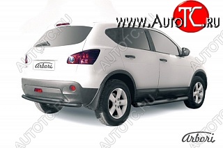 5 669 р. Защита заднего бампера Arbori (черная, 2 трубы d57 и 42 mm). Nissan Qashqai 1 дорестайлинг (2007-2010)  с доставкой в г. Тамбов