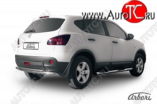 10 709 р. Защита заднего бампера Arbori (нержавейка, 2 трубы d57 и 42 mm). Nissan Qashqai 1 дорестайлинг (2007-2010)  с доставкой в г. Тамбов