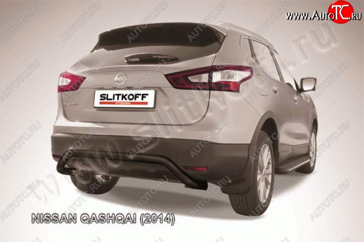 7 449 р. Защита задняя Slitkoff Nissan Qashqai 2 J11 дорестайлинг (2013-2019) (Цвет: серебристый)  с доставкой в г. Тамбов