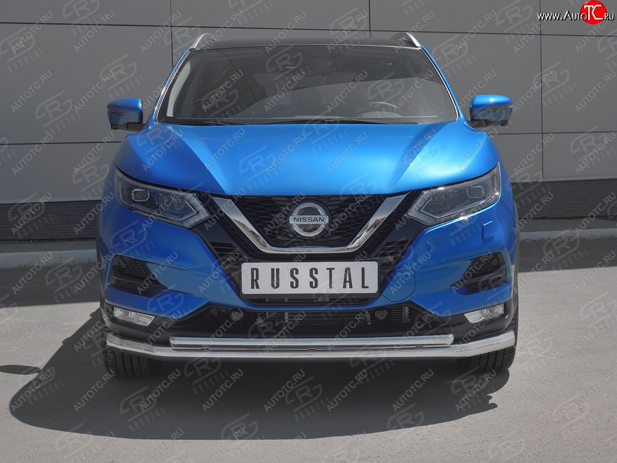 13 999 р. Защита переднего бампера (2 трубы Ø63 и 42 мм, нержавейка) Russtal Nissan Qashqai 2 J11 рестайлинг (2017-2022)  с доставкой в г. Тамбов