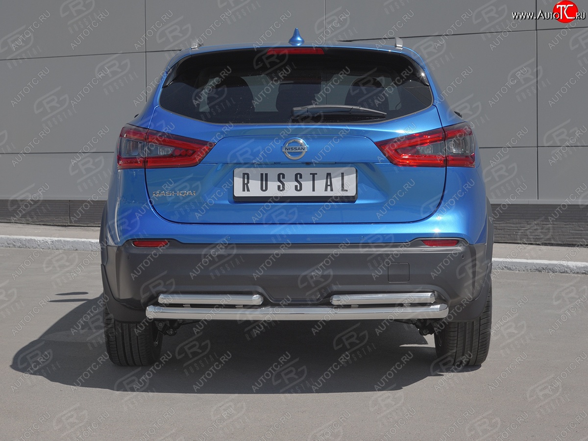 12 999 р. Защита заднего бампера (Ø63/42 мм, нержавейка) Russtal Nissan Qashqai 2 J11 рестайлинг (2017-2022)  с доставкой в г. Тамбов