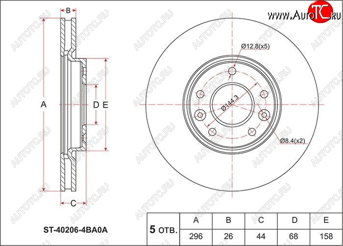 2 589 р. Диск тормозной SAT (передний, d 296)  Nissan Qashqai  2 - X-trail  3 T32  с доставкой в г. Тамбов