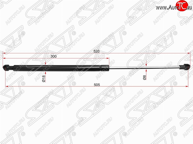 659 р. Газовый упор крышки багажника SAT  Nissan Qashqai +2  1 (2008-2014) J10 дорестайлинг, J10 рестайлинг  с доставкой в г. Тамбов