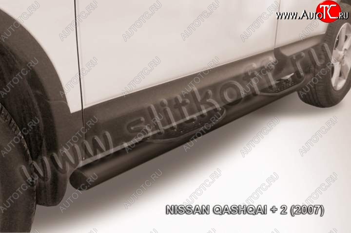 10 749 р. Защита порогов Slitkoff Nissan Qashqai +2 1 J10 дорестайлинг (2008-2010) (Цвет: серебристый)  с доставкой в г. Тамбов