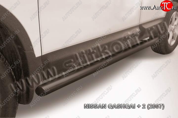 9 199 р. Защита порогов Slitkoff  Nissan Qashqai +2  1 (2008-2010) J10 дорестайлинг (Цвет: серебристый)  с доставкой в г. Тамбов