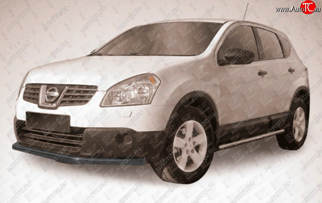 7 799 р. Защита переднего бампера Slitkoff (Ø 57 мм, длинная).  Nissan Qashqai  1 (2010-2013) J10 рестайлинг (Сталь с полимерным покрытием. Цвет: черный)  с доставкой в г. Тамбов