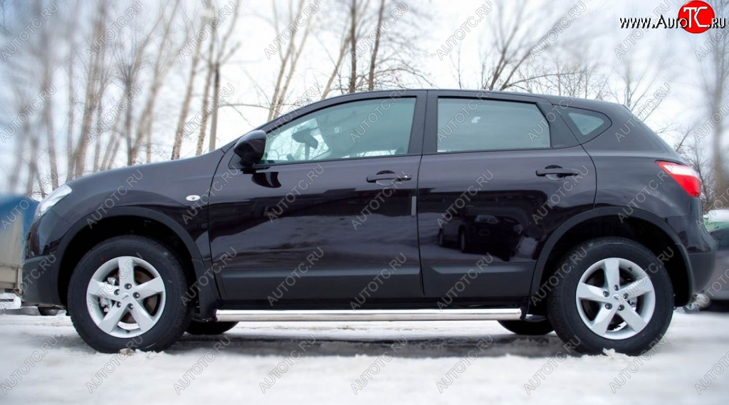 13 849 р. Защита порогов из круглой трубы диаметром 63 мм Russtal v2 Nissan Qashqai 1 J10 рестайлинг (2010-2013)  с доставкой в г. Тамбов