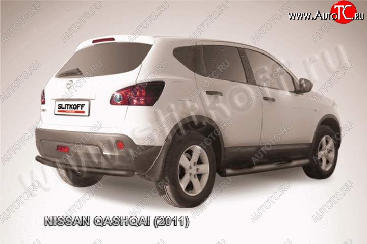 6 599 р. Защита задняя Slitkoff  Nissan Qashqai  1 (2010-2013) J10 рестайлинг (Цвет: серебристый)  с доставкой в г. Тамбов