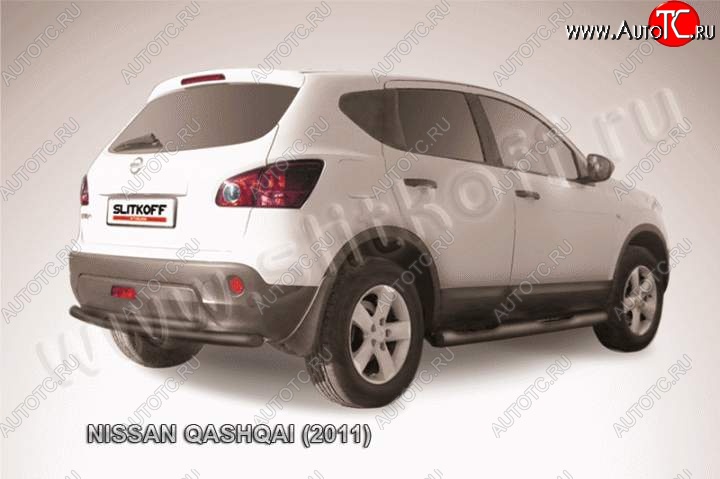 7 749 р. Защита задняя Slitkoff  Nissan Qashqai  1 (2010-2013) J10 рестайлинг (Цвет: серебристый)  с доставкой в г. Тамбов