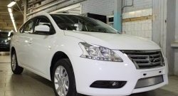 1 539 р. Сетка на бампер Russtal (хром) Nissan Sentra 7 B17 (2014-2017)  с доставкой в г. Тамбов. Увеличить фотографию 1