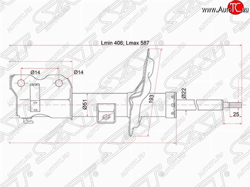 4 199 р. Правый амортизатор передний SAT Nissan Teana 1 J31 дорестайлинг (2003-2005)  с доставкой в г. Тамбов