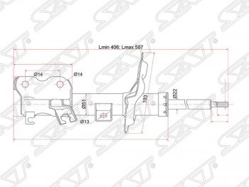 3 599 р. Левый амортизатор передний SAT  Nissan Teana  1 J31 (2003-2005) дорестайлинг  с доставкой в г. Тамбов. Увеличить фотографию 1