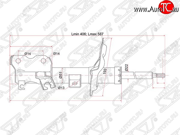 3 599 р. Левый амортизатор передний SAT  Nissan Teana  1 J31 (2003-2005) дорестайлинг  с доставкой в г. Тамбов