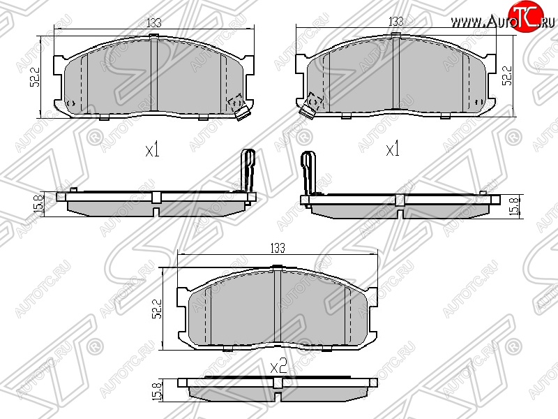 1 289 р. Колодки тормозные SAT (передние) Nissan Terrano WD21 дорестайлинг (1985-1995)  с доставкой в г. Тамбов