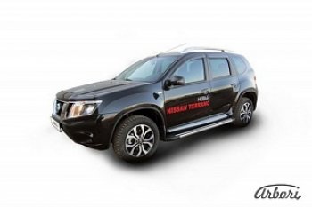 23 399 р. Порожки для ног Arbori Luxe Black Nissan Terrano D10 дорестайлинг (2013-2016)  с доставкой в г. Тамбов. Увеличить фотографию 1