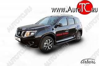 11 609 р. Порожки для ног Arbori Optima Black Nissan Terrano D10 дорестайлинг (2013-2016)  с доставкой в г. Тамбов