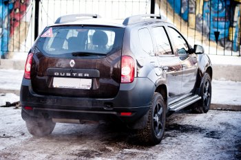 15 899 р. Порожки для ног из трубы Ø51 с алюминиевой площадкой Petroil Tuning Эстонец Nissan Terrano D10 дорестайлинг (2013-2016) (Черный (Шагрень))  с доставкой в г. Тамбов. Увеличить фотографию 5