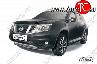 7 019 р. Защита переднего бампера Arbori (черная, 1 труба d42 mm). Nissan Terrano D10 рестайлинг (2016-2022)  с доставкой в г. Тамбов