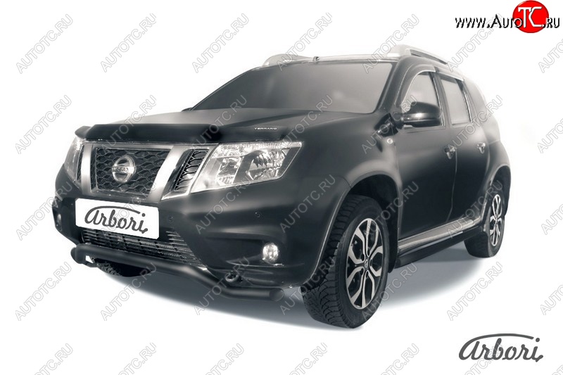 5 939 р. Защита переднего бампера Arbori (волна, черная, 1 труба d57 mm). Nissan Terrano D10 рестайлинг (2016-2022)  с доставкой в г. Тамбов