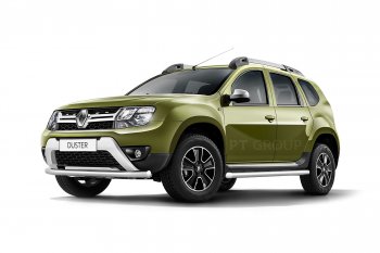 16 449 р. Защита переднего бампера (одинарная, Ø63 мм) Petroil Tuning Renault Duster HS рестайлинг (2015-2021) (Нержавеющая полированная сталь)  с доставкой в г. Тамбов. Увеличить фотографию 3