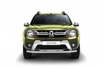 16 449 р. Защита переднего бампера (одинарная, Ø63 мм) Petroil Tuning Renault Duster HS рестайлинг (2015-2021) (Нержавеющая полированная сталь)  с доставкой в г. Тамбов. Увеличить фотографию 4