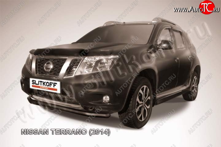 5 999 р. Защита переднего бампер Slitkoff Nissan Terrano D10 рестайлинг (2016-2022) (Цвет: серебристый)  с доставкой в г. Тамбов