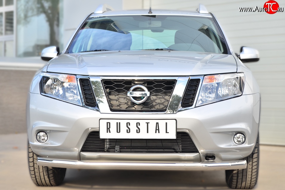 9 249 р. Одинарная защита переднего бампера диаметром 63 мм Russtal Nissan Terrano D10 рестайлинг (2016-2022)  с доставкой в г. Тамбов