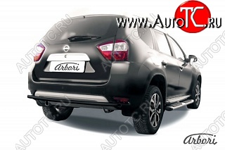 7 019 р. Защита заднего бампера Arbori (черная, 1 труба d42 mm). Nissan Terrano D10 дорестайлинг (2013-2016)  с доставкой в г. Тамбов