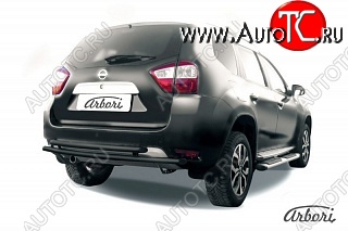 7 019 р. Защита заднего бампера Arbori (черная, 2 трубы d42 mm). Nissan Terrano D10 дорестайлинг (2013-2016)  с доставкой в г. Тамбов