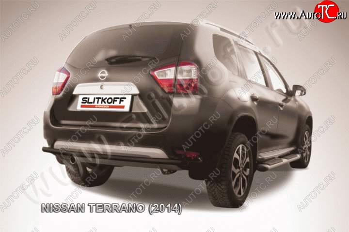 4 599 р. Защита задняя Slitkoff Nissan Terrano D10 дорестайлинг (2013-2016) (Цвет: серебристый)  с доставкой в г. Тамбов