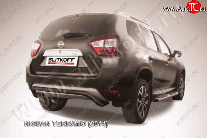 6 449 р. Защита задняя Slitkoff  Nissan Terrano  D10 (2013-2022) дорестайлинг, рестайлинг (Цвет: серебристый)  с доставкой в г. Тамбов