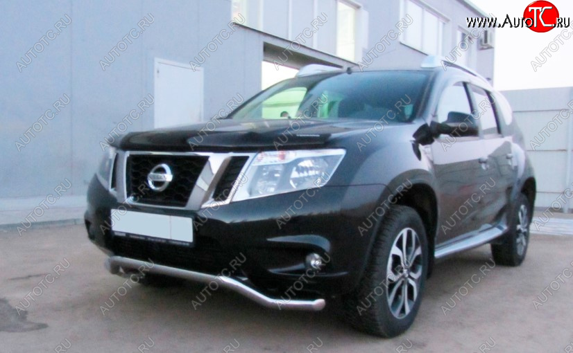 13 349 р. Защита переднего бампера Slitkoff (Ø 57, волна)  Nissan Terrano  D10 (2013-2022) дорестайлинг, рестайлинг (Нержавеющая сталь)  с доставкой в г. Тамбов