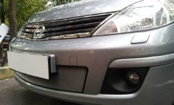 1 539 р. Сетка на бампер Russtal (хром) Nissan Tiida 1 седан C11 рестайлинг (2010-2014)  с доставкой в г. Тамбов. Увеличить фотографию 2