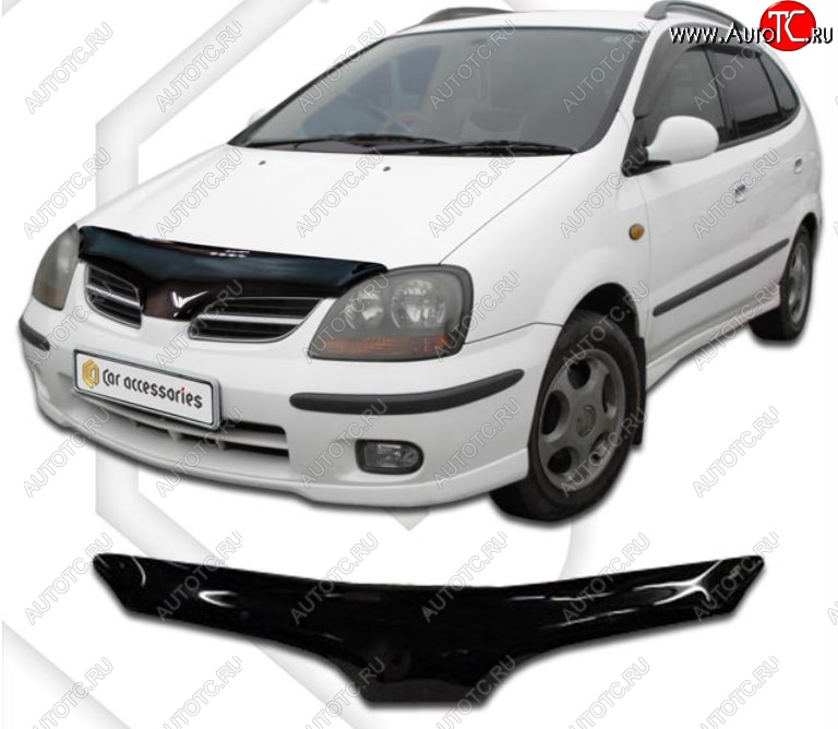 1 999 р. Дефлектор капота CA-Plastic  Nissan Tino (1998-2003) V10 доресталийнг (Classic черный, Без надписи)  с доставкой в г. Тамбов