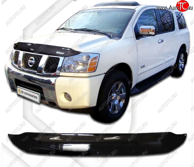 2 069 р. Дефлектор капота CA-Plastiс  Nissan titan (2003-2015) (Classic черный, Без надписи)  с доставкой в г. Тамбов