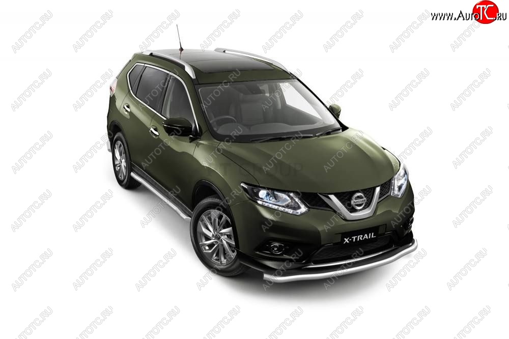 25 699 р. Защита порогов вогнутая из трубы Ø63 Petroil Tuning Nissan X-trail 3 T32 дорестайлинг (2013-2018) (Нержавеющая полированная сталь)  с доставкой в г. Тамбов